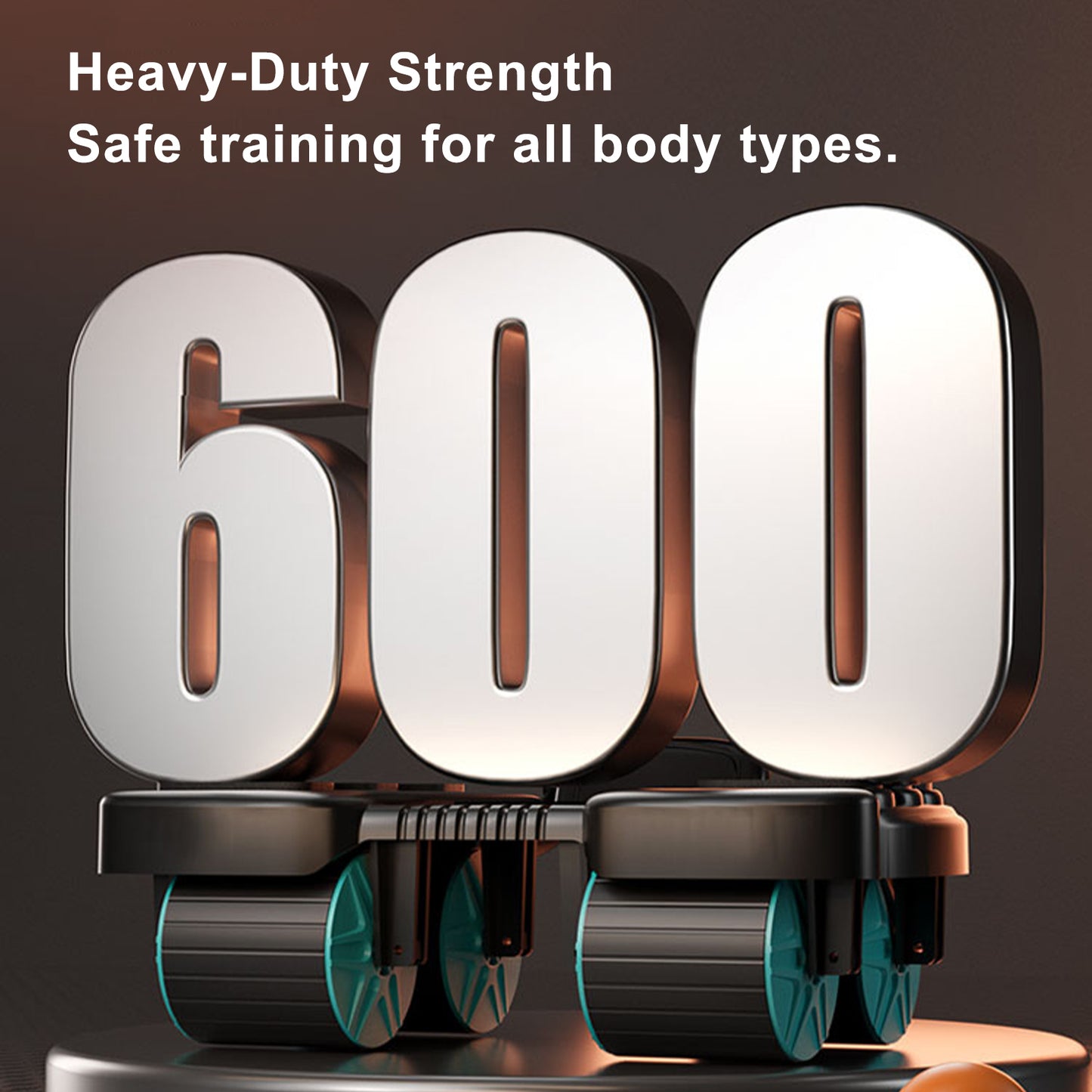 Attrezzatura portatile per palestra domestica Blue Perfect Core Trainer per uomo e donna Ruota per addominali con rimbalzo automatico con supporto per il gomito e stabilità a 4 ruote - Include timer