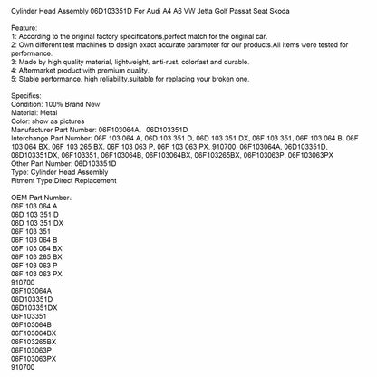 2005-2008 Skoda Octavia 2.0 RS 2.0 TSI BWA Gruppo testata 06D103351D