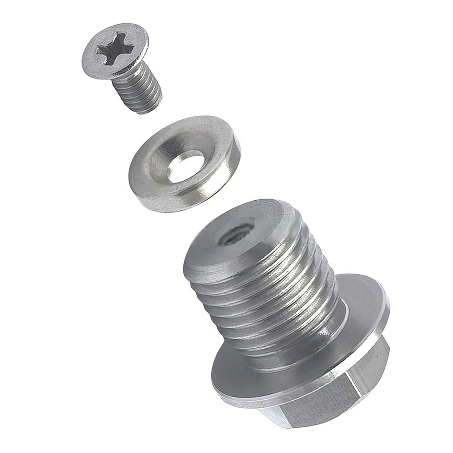Tappo di scarico olio magnetico universale per motore auto M14x1.5 con vite e dado.
