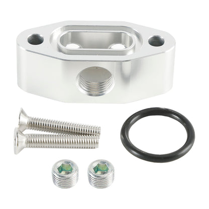 Piastra adattatrice per linea di alimentazione dell'olio Billet LS Twin Turbo Dual 90 gradi 1/8" NPT
