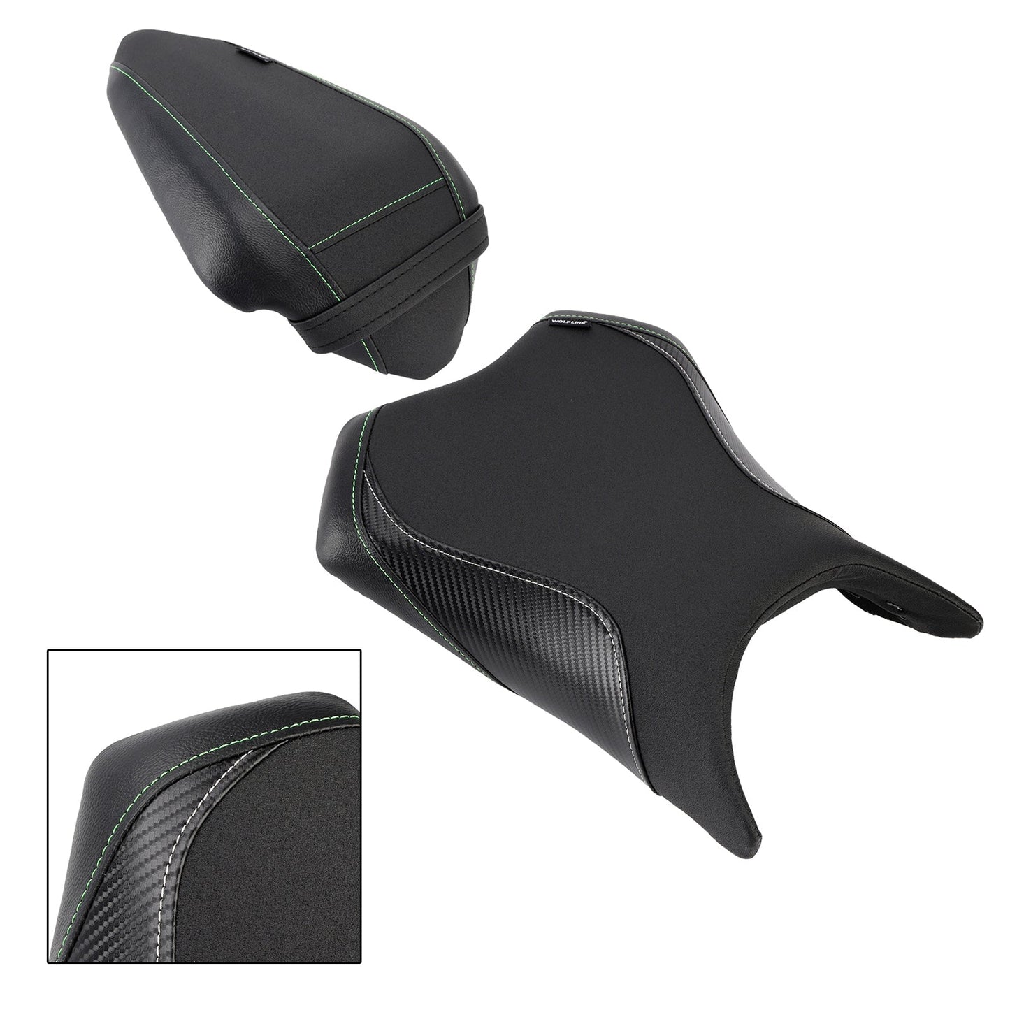 Kit cuscini passeggero anteriore e posteriore Raider per Kawasaki Ninja 500 Z500 2024-2025, colore nero.