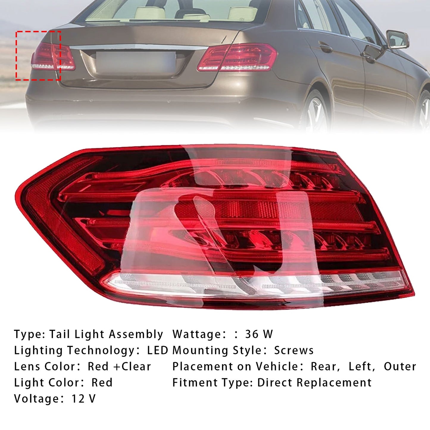 Mercedes-Benz CLASSE E W212 BERLINA FACELIFT 2013-2015 Fanale posteriore esterno sinistro a LED, luce freno 2129060103 2129060757 2129060703