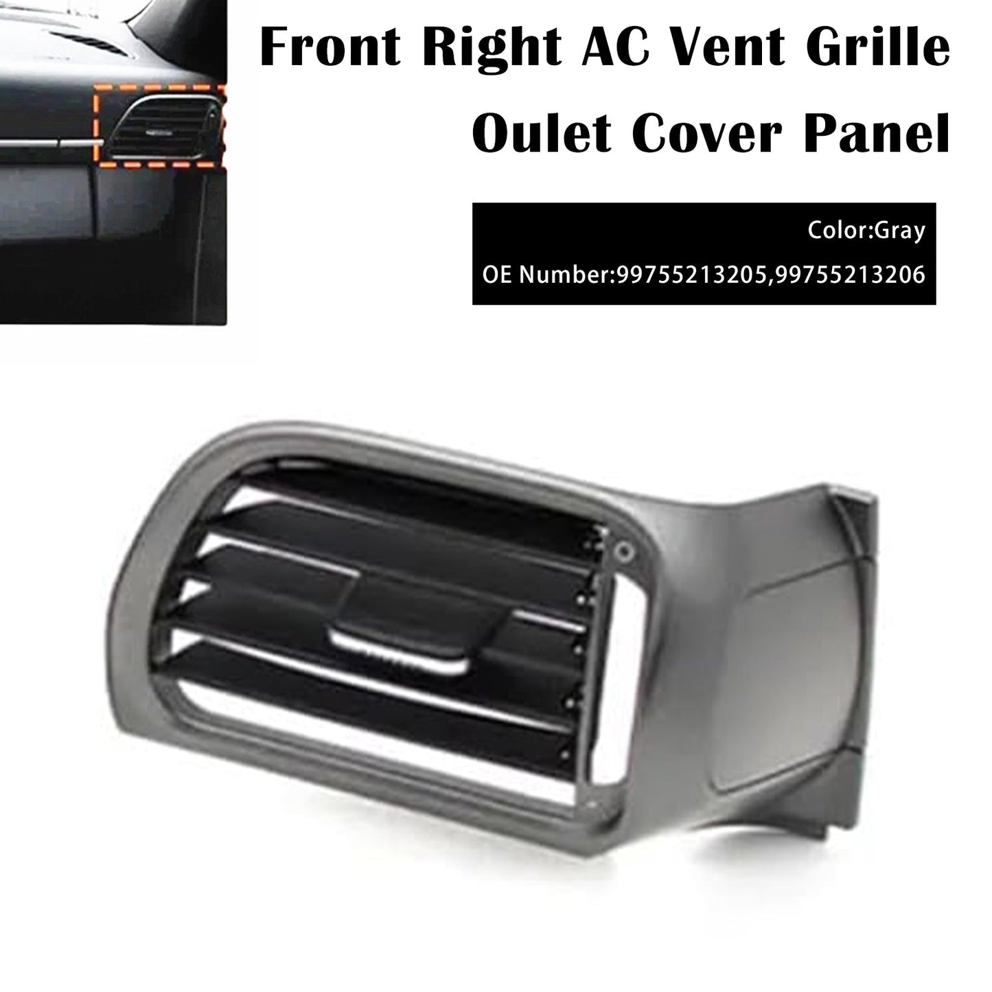Copertura della presa d'aria anteriore destra per aria condizionata, grigia, per Porsche 911 Carrera Targa 997 2004-2012 99755213205 99755213206