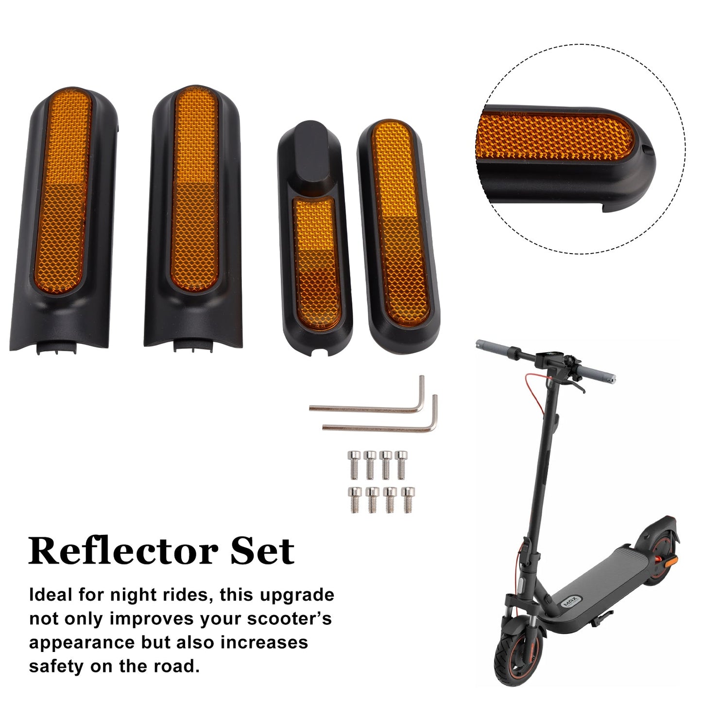 Set di 4 coperture laterali per scooter con catarifrangente posteriore per Xiaomi 4 Pro (1a generazione)