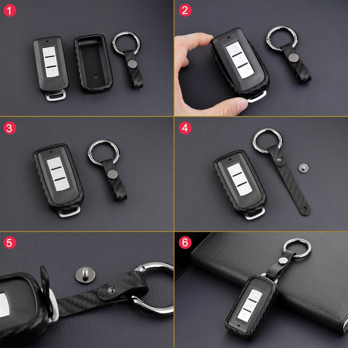 Custodia in similpelle e silicone per chiave auto con fibbia per Mitsubishi
