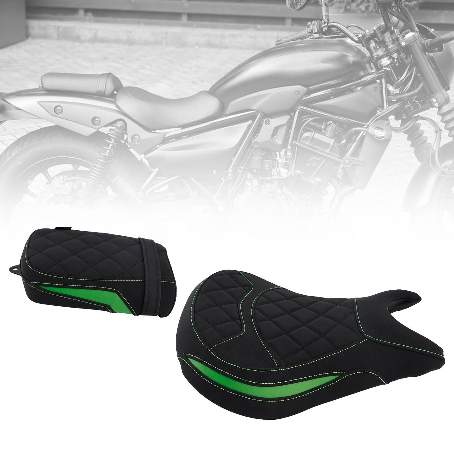 Kit sella pilota e passeggero posteriore inferiore verde per Kawasaki Eliminator 500 2024-2025