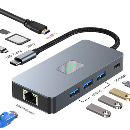 9 in 1 TYPE-C a RJ45 (Gigabit) + USB 3.0*3 + HDMI + dati USB-CS + PD100W + SD/TF per iPad Pro
