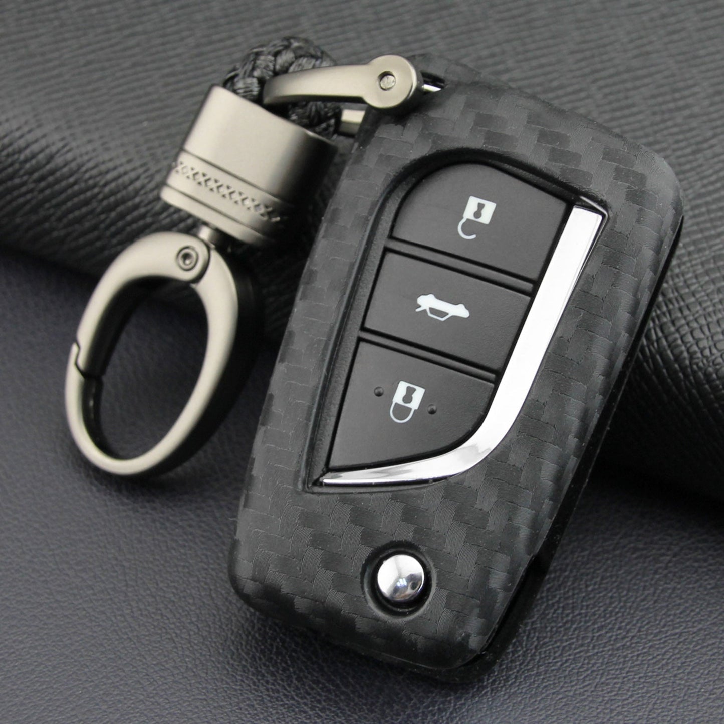 Custodia in similpelle e silicone per chiave auto con fibbia per Toyota