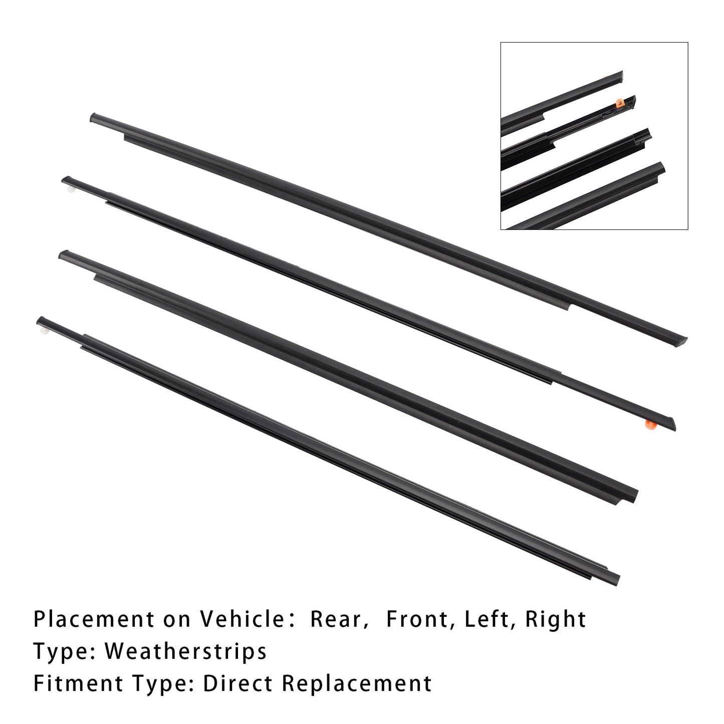 Guarnizione esterna per cintura in vetro della portiera Toyota Prius 2004-2009 (4 pezzi)
