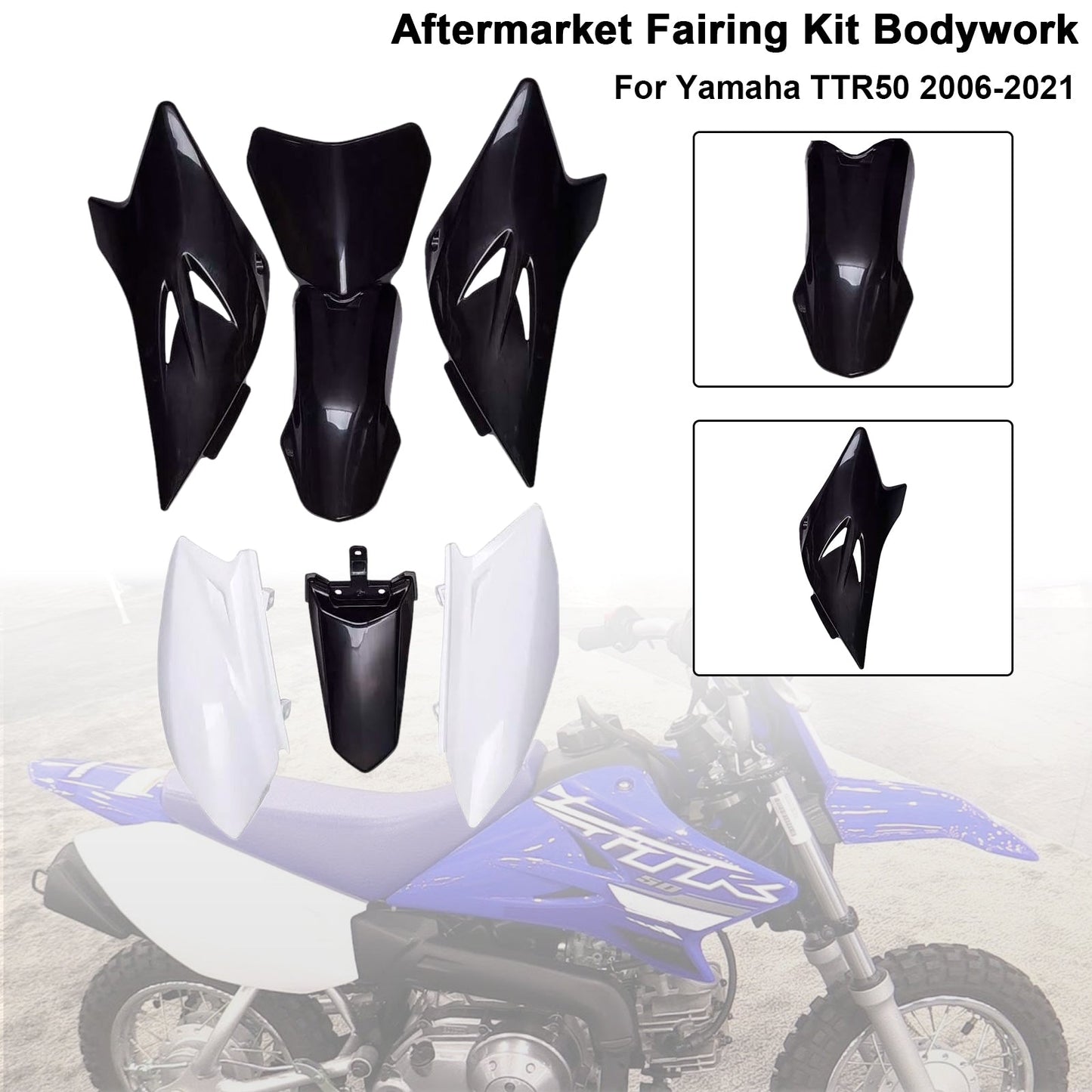 Kit plastiche per carrozzeria Yamaha TTR50 2006-2021, carenatura parafango anteriore e posteriore