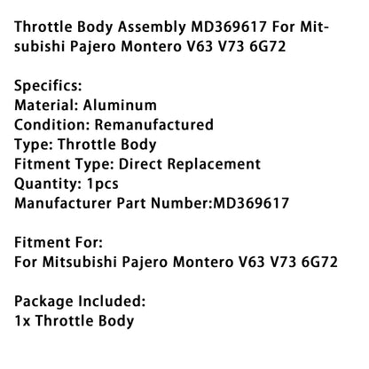 Mitsubishi Pajero Montero V63 V73 6G72 Gruppo corpo farfallato MD369617