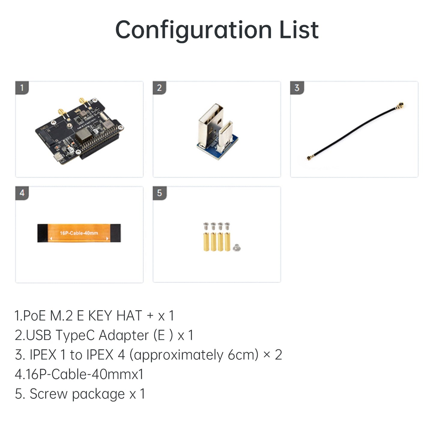 Scheda adattatore di alimentazione Ethernet PoE per Raspberry Pi 5 PCIe a M.2 E Key