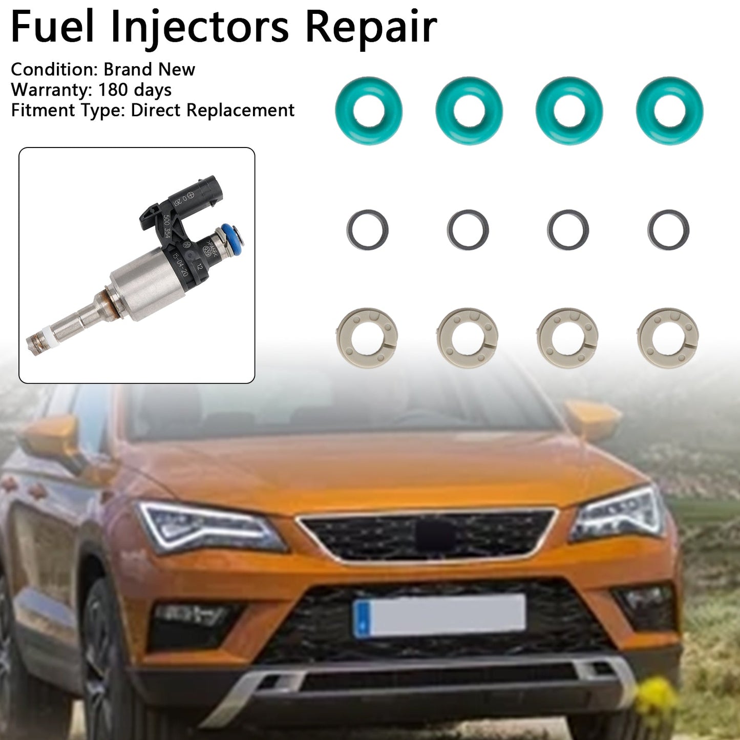 Kit di manutenzione iniettore carburante 4 pezzi O-ring 0261500354 per Audi, Skoda, 1,2 l, 1,4 l