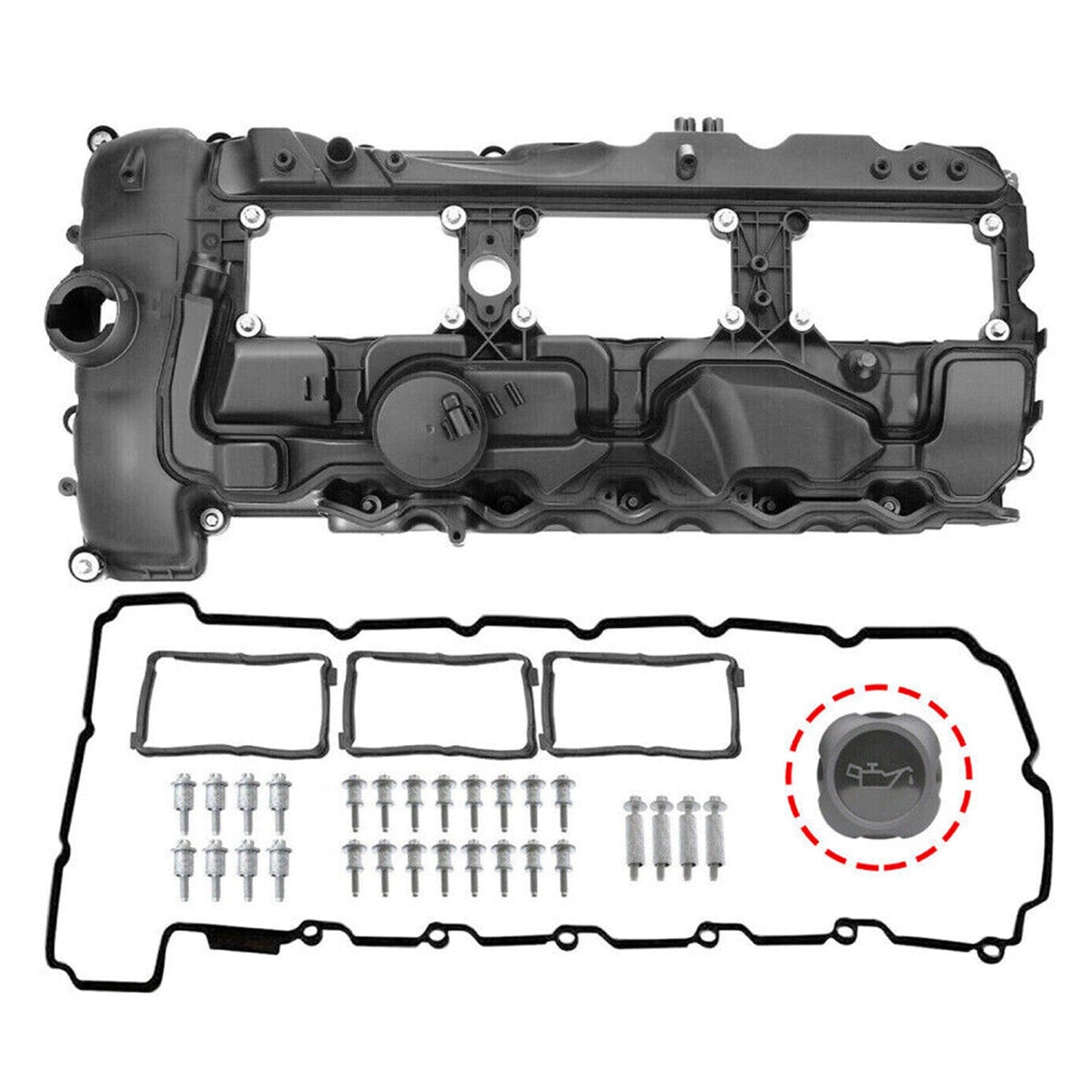 Coperchio valvola BMW F16 X6 xDrive35i 3.0T 2014–2017 con guarnizione+tappo 11127570292