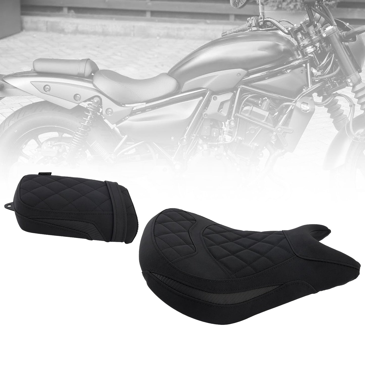 2024-2025 Per Kawasaki Eliminator 500 Parte anteriore inferiore con sella posteriore inferiore passeggero nera
