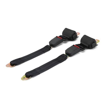 Cintura di Sicurezza Auto 2 Punti Retrattile Regolabile 120cm Colore Nero (Set da 2)