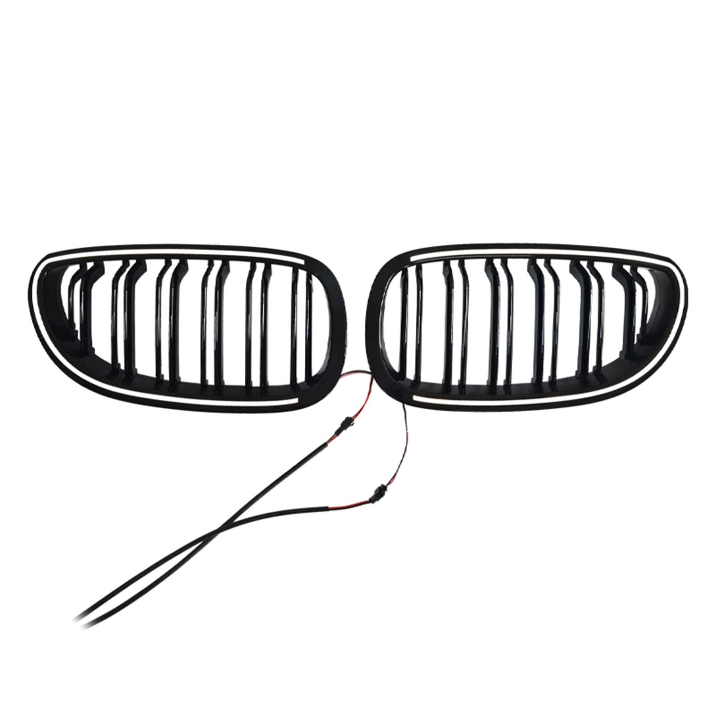 Griglia anteriore sportiva a doppio rene nera lucida per BMW Serie 5 Touring E61 520i 523i 525i 528i 530i 535i 540i 545i 550i (2 pezzi) dal 2004 al 2009.