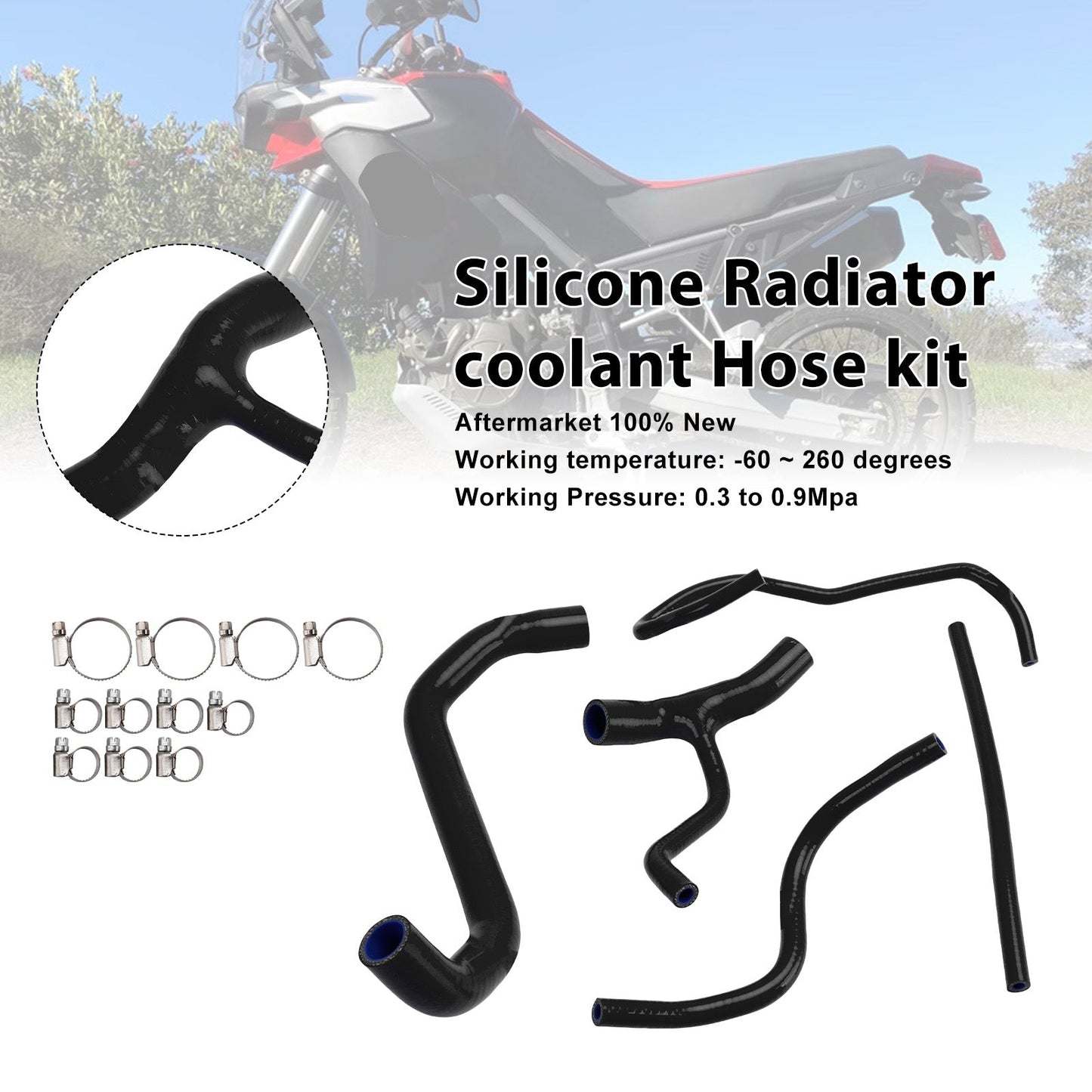 Tubo flessibile del liquido di raffreddamento del radiatore in silicone Aprilia Tuareg 660 2022-2025
