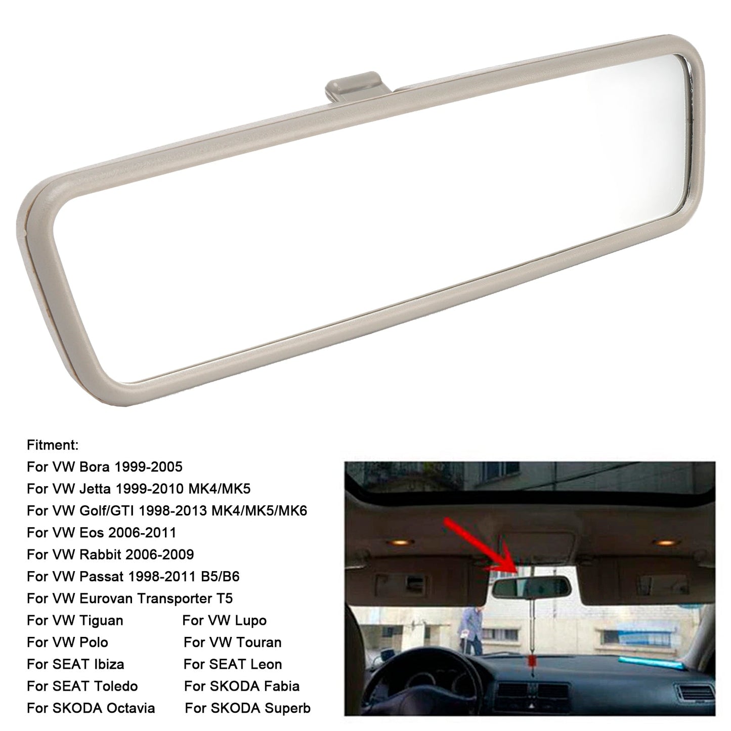 Specchietto retrovisore interno grigio 3B0857511H per VW Golf MK4 Jetta Passat