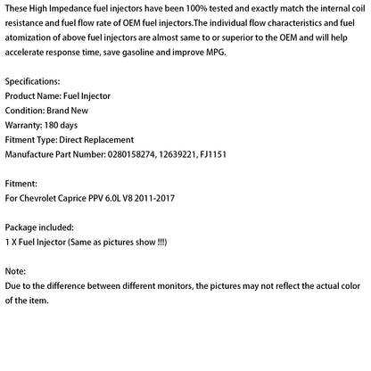 Iniettore di carburante 12639221 per Chevrolet Caprice PPV 6.0L V8 2011-2017