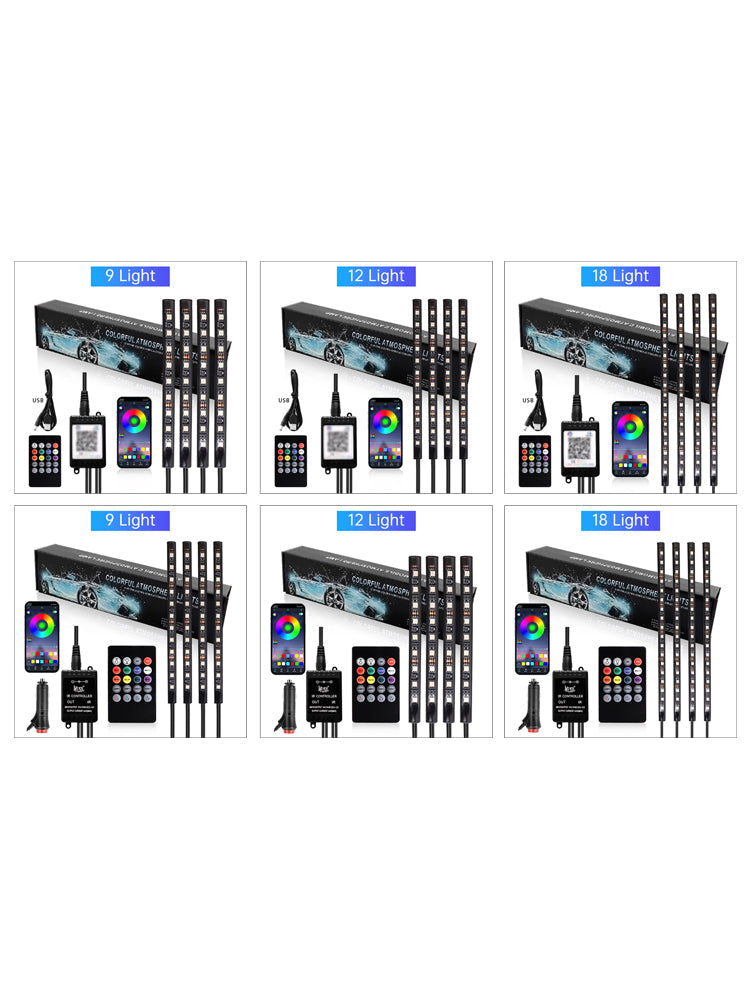 Strisce luminose a LED RGB per interni auto con controllo remoto e APP