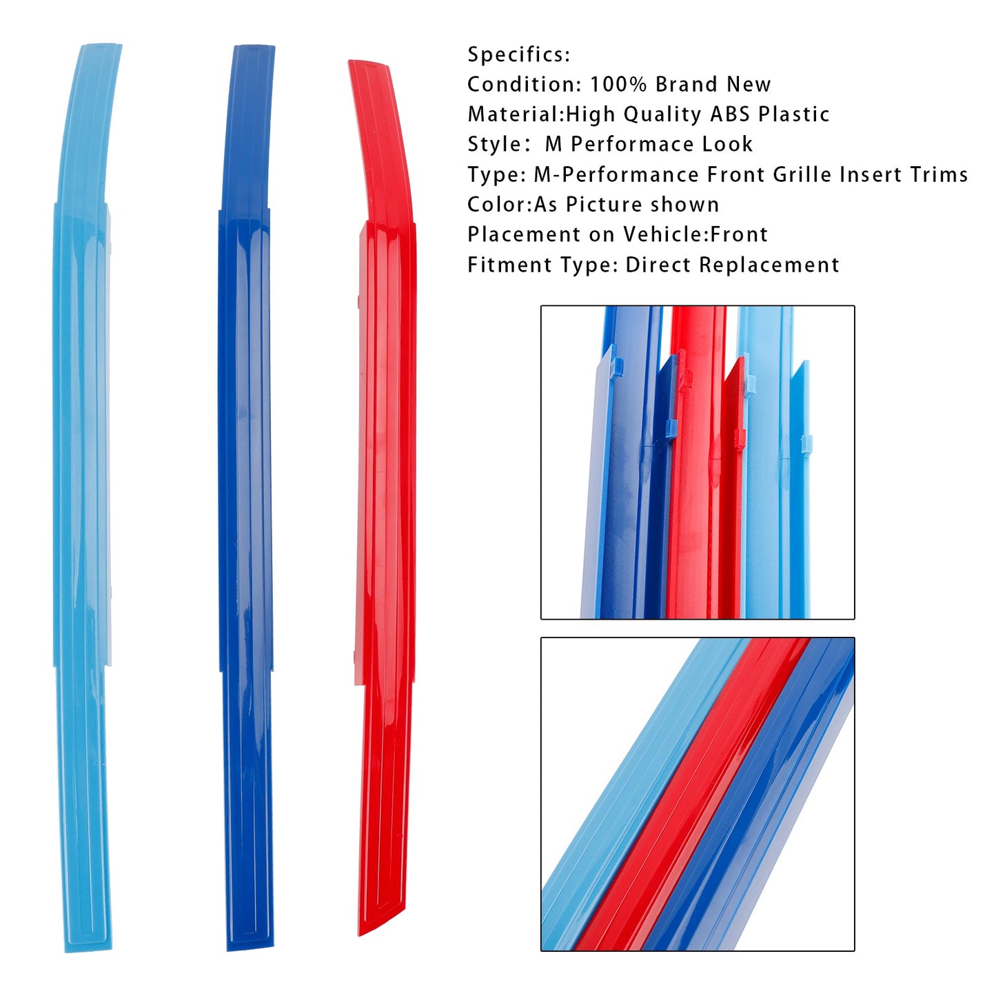 Clip per inserti griglia anteriore a doppio rene in ABS tricolore BMW Serie 7 2023-2025