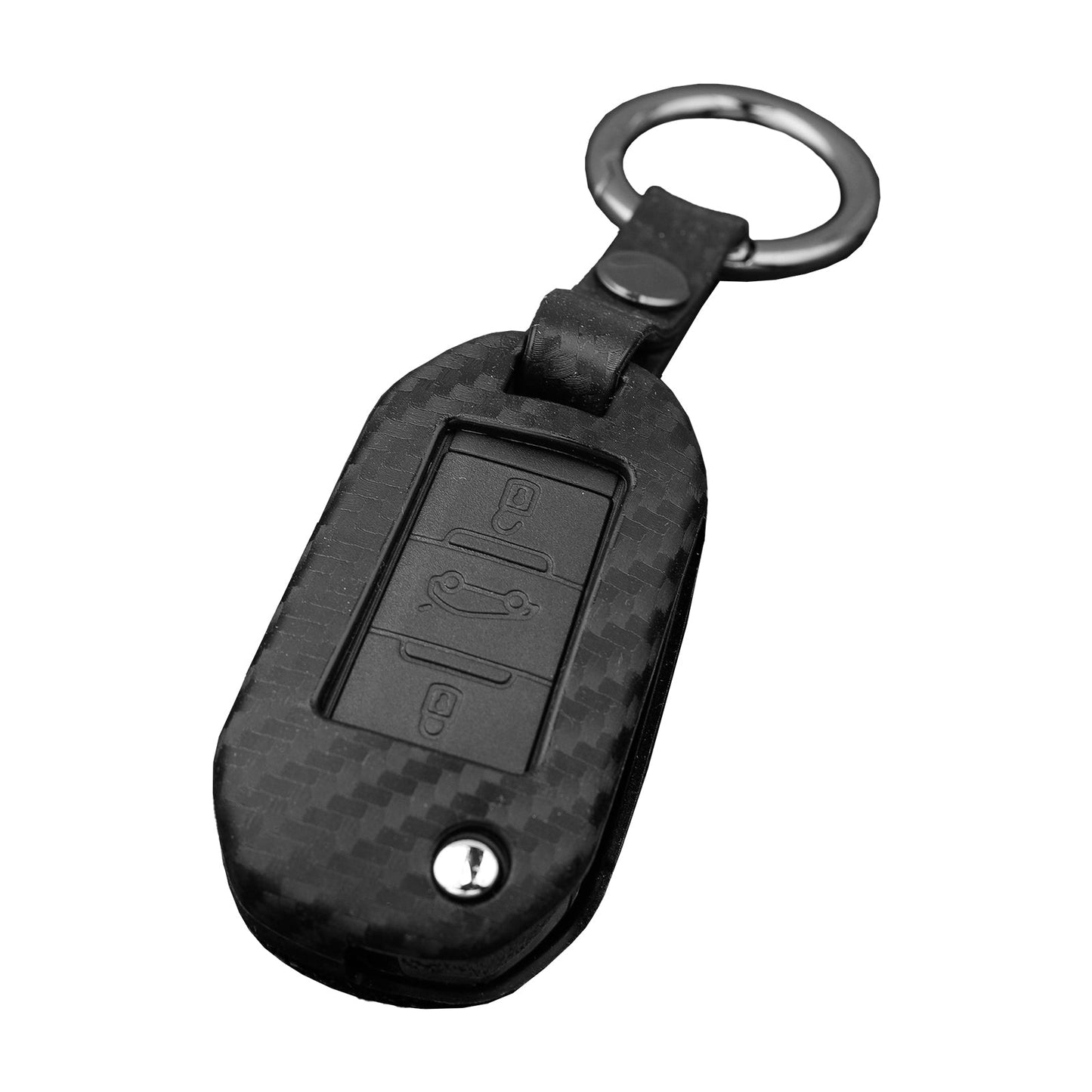 Custodia in similpelle e silicone per chiave auto Peugeot con fibbia