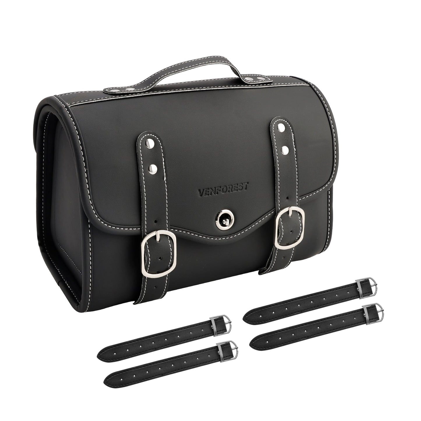 Borsa laterale in PU Borsa laterale Borsa da sella Colore abbinato Bagaglio Bianco per scooter Moto Bianco