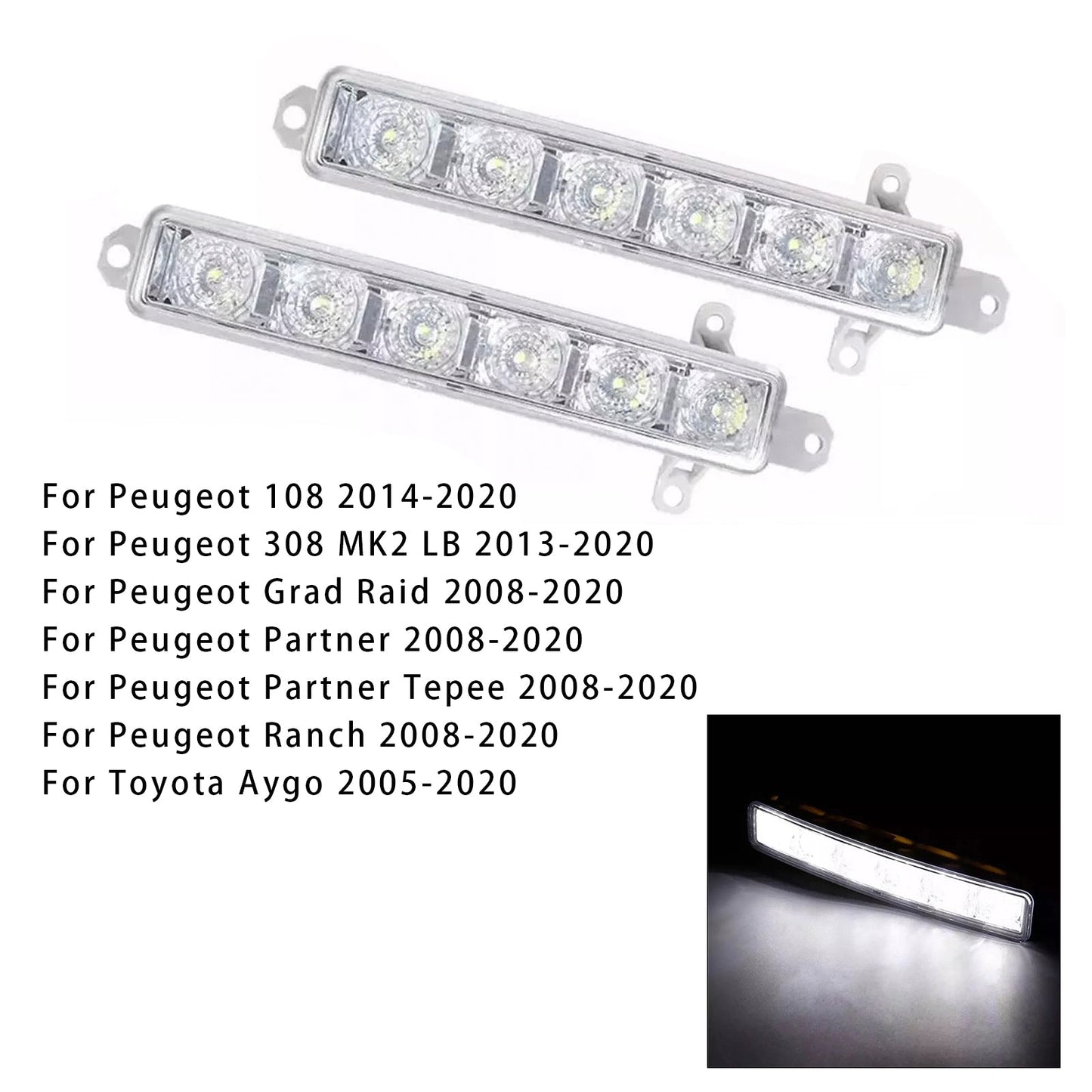 Coppia di fendinebbia diurni a LED per Citroen C3 Berlingo Peugeot 9802795580