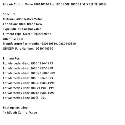 Valvola di controllo dell'aria al minimo 280140510 per 190E 260E 300CE E SE S SEL TE 500SL