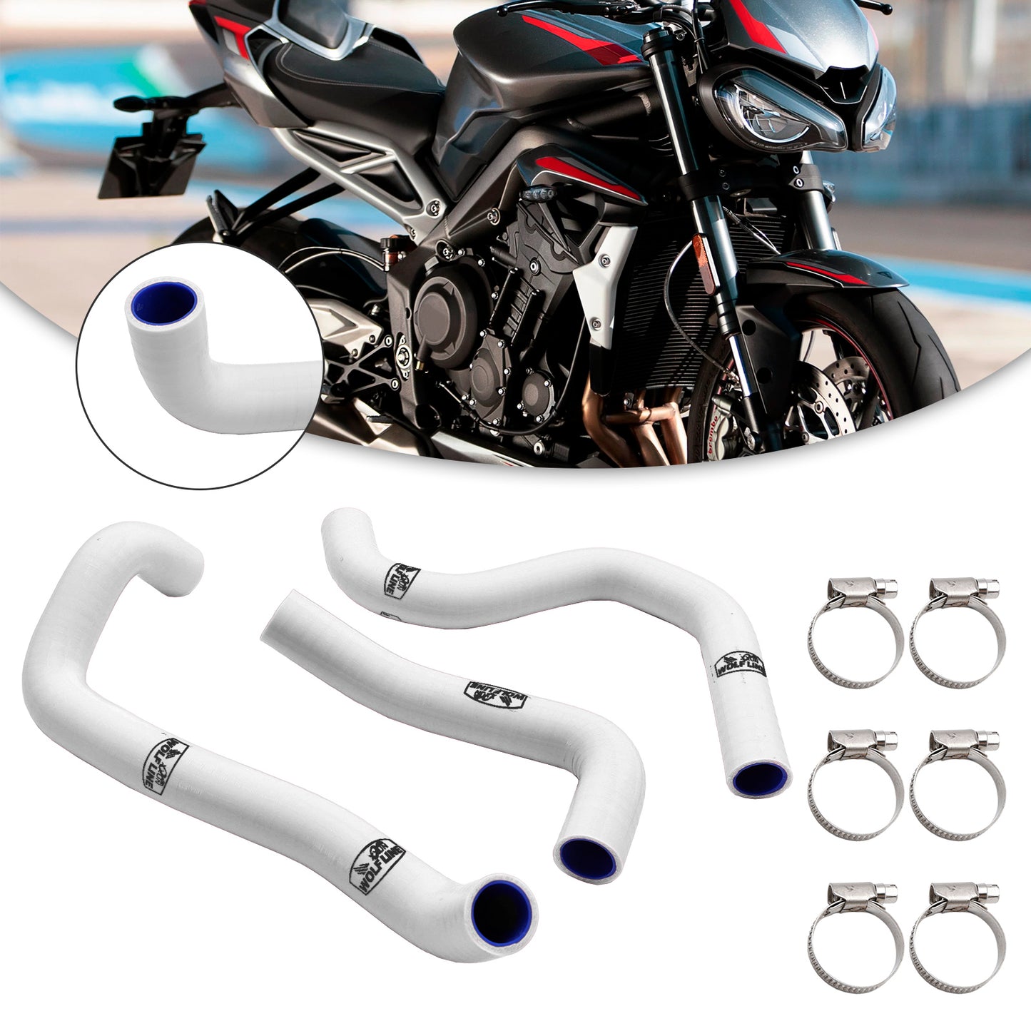 Kit tubo flessibile refrigerante radiatore in silicone per Street Triple 765 R RS 2020-2022