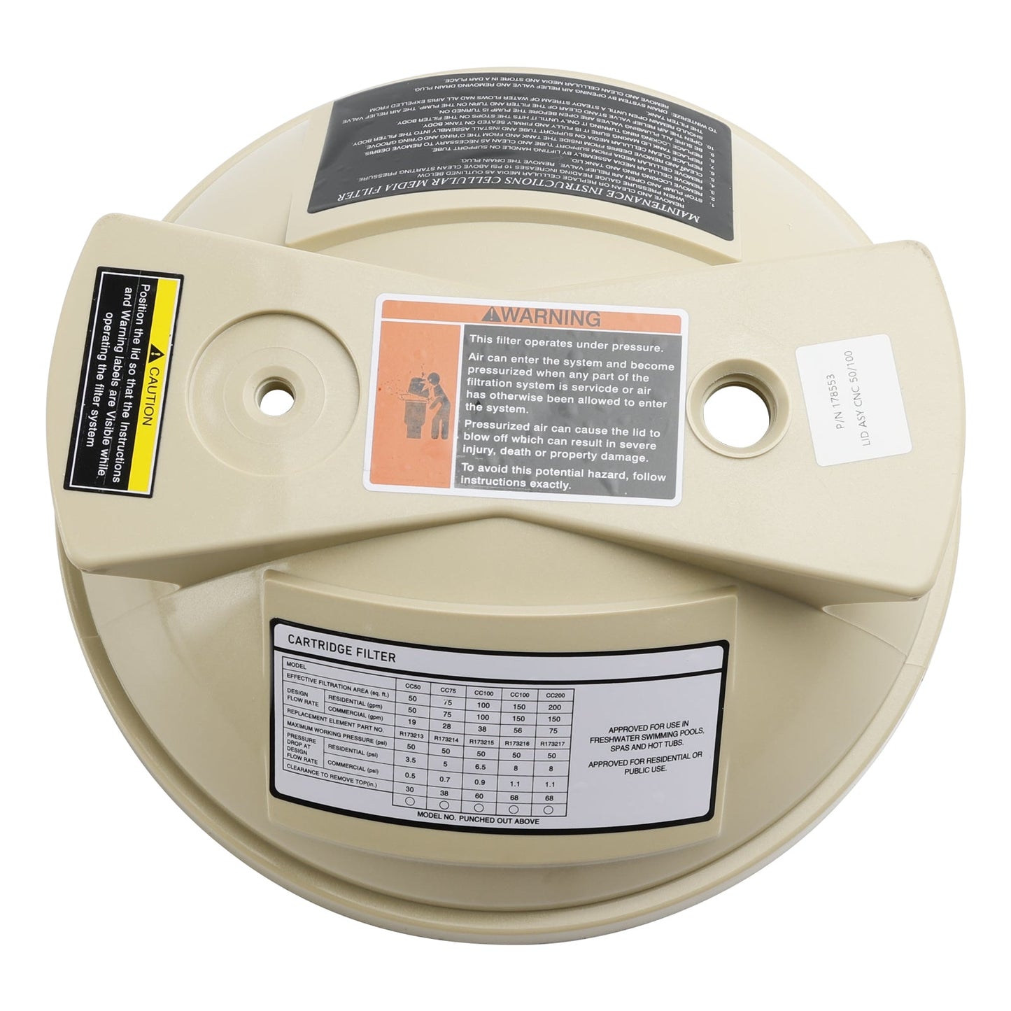 Coperchio del filtro 178553 per Pentair Clean &amp; Clear 50 100 Predator 100