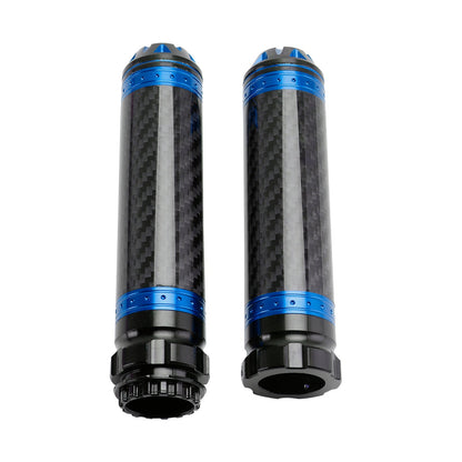 Manopole per manubrio moto da 7/8""/22 mm in carbonio, universali, verdi, per moto, argento
