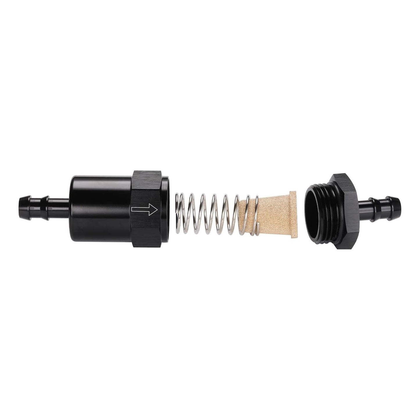 Adattatore per filtro per sistemi di alimentazione EFI in linea nero, attacco da 3/8"" con elemento filtrante da 30 micron