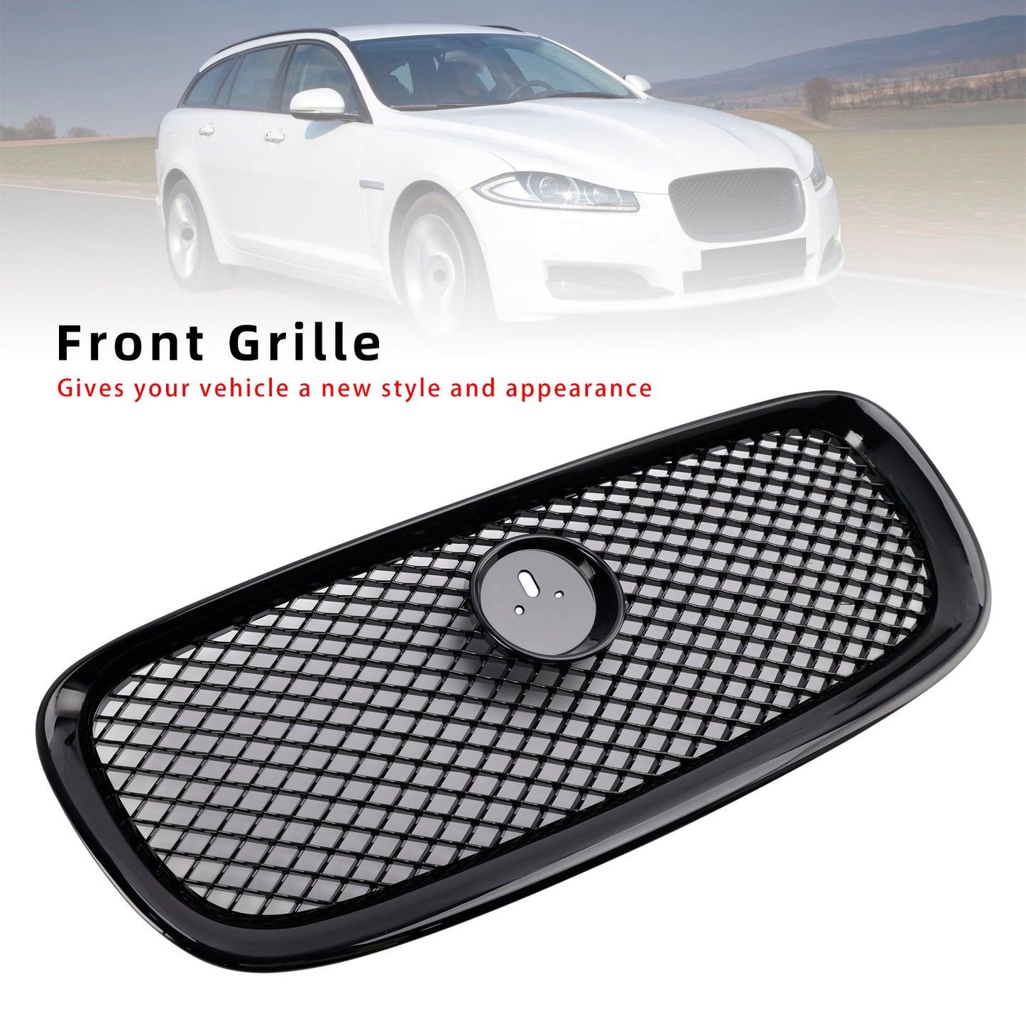 Griglia paraurti anteriore stile XF-R adatta per Jaguar XF 2012-2015, nero lucido