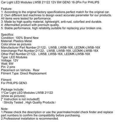 Moduli LED per luci auto LW5B 21122 12V 6W GEN3 16-2Pin per PHILIPS