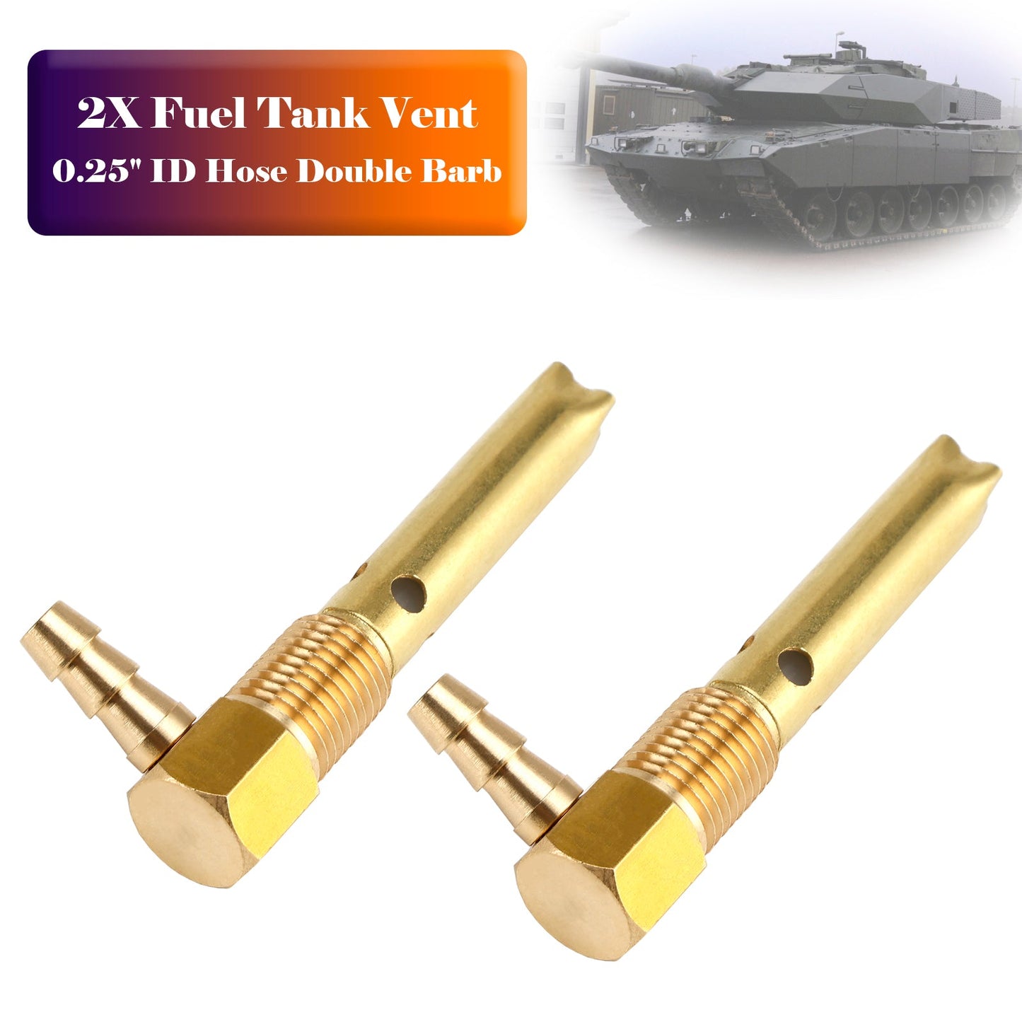 2 tubi flessibili da 1/4"" ID per sfiato del serbatoio del carburante, filettatura 1/4""-18NPTF, per serbatoi piccoli e grandi