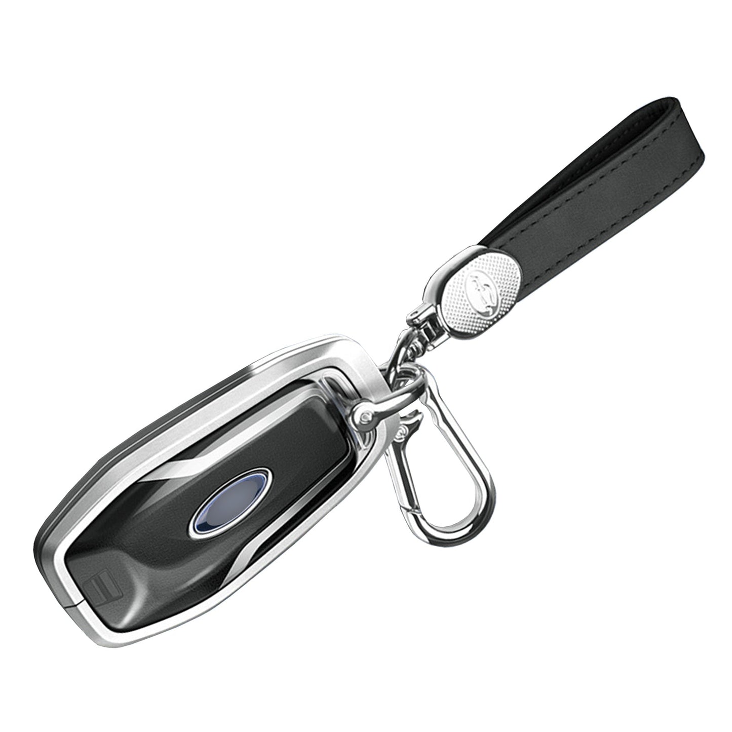 Custodia per chiave auto in TPU argentato in lega di alluminio con fibbia per Ford