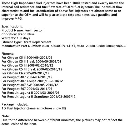 1 pz Iniettore carburante 0280158040 980cc Adatto a Citroen Adatto a Peugeot Adatto a Renault