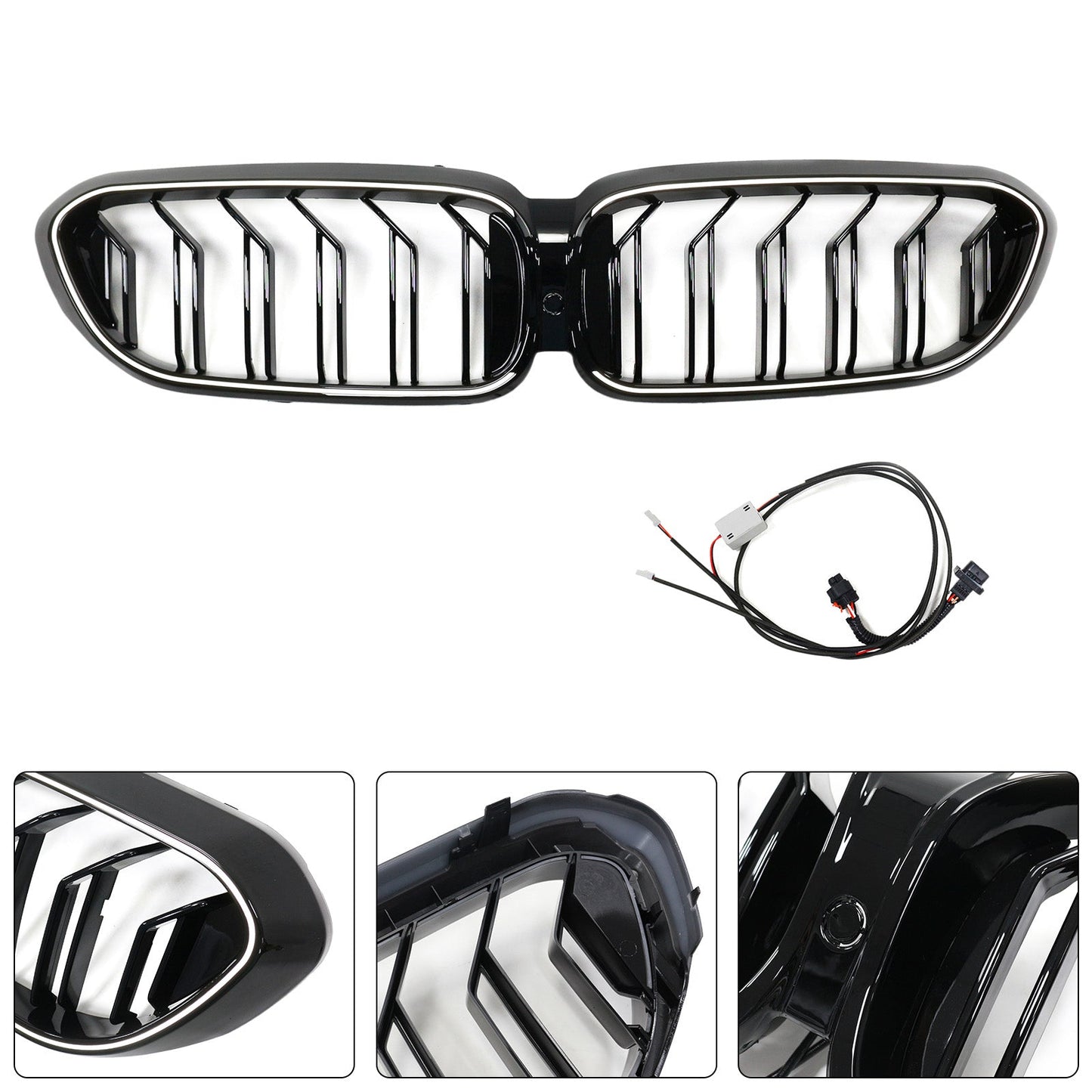 Griglia anteriore a doppio rene BMW Serie 5 G30 G31 2017-2020, nero lucido