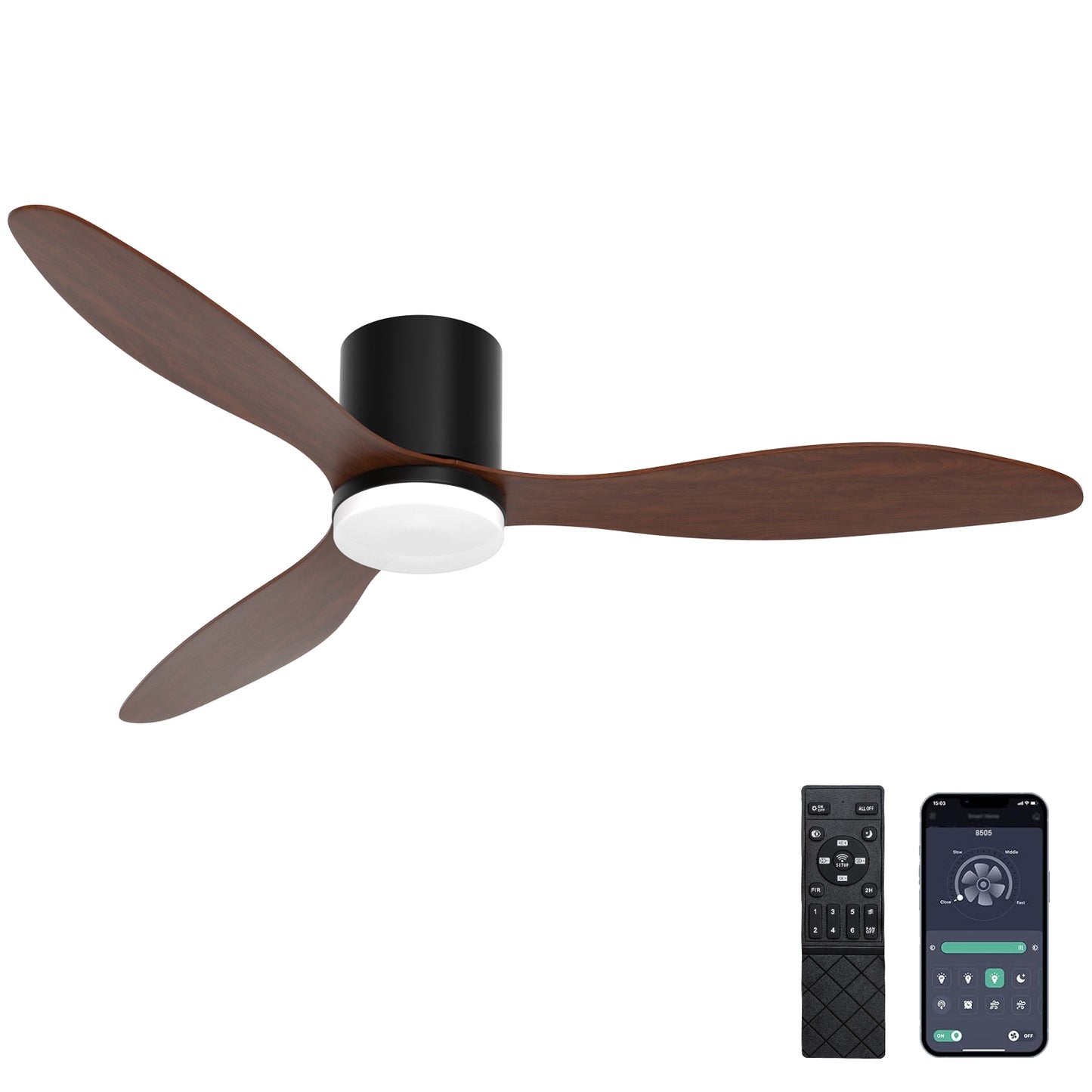 Dimmable LED  DC  Motor 42” Profile Ceiling Fan with Lights Remote/App Control