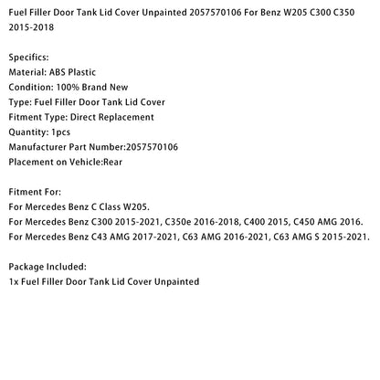 Coperchio del bocchettone di rifornimento carburante non verniciato 2057570106 per Benz W205 C300 C350 2015-2018