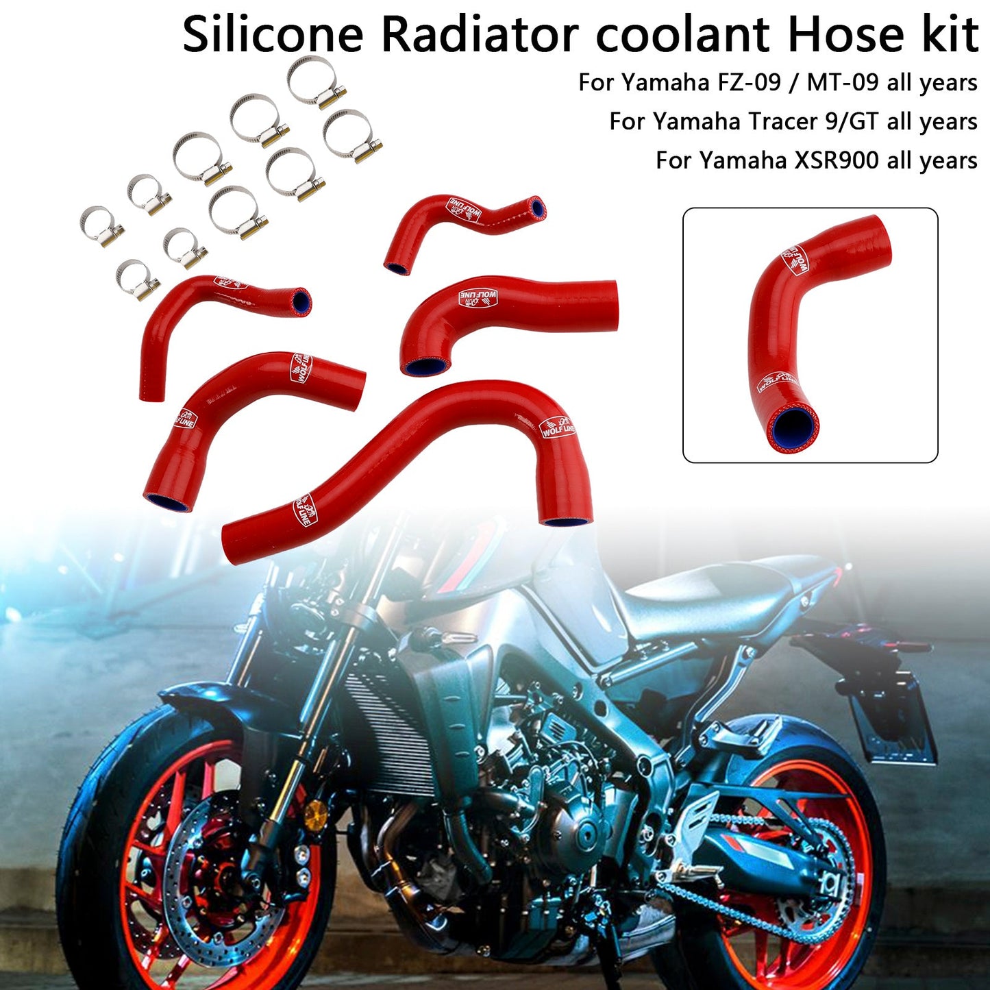 Yamaha MT-09 XSR900 Tracer 9/GT tutti gli anni Tubo refrigerante radiatore in silicone