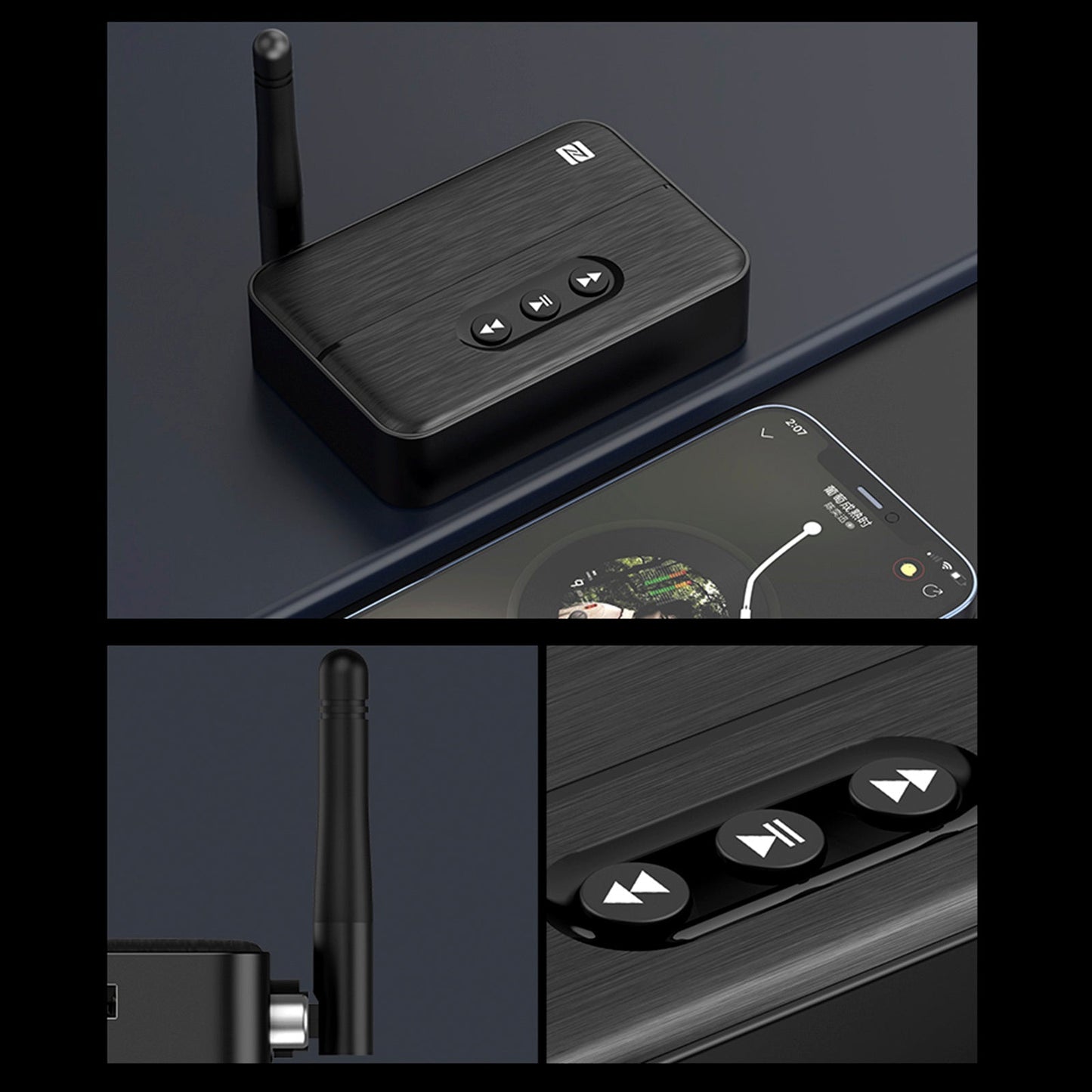 Ricevitore audio Bluetooth 5.4 NFC, amplificatore AUX/RCA, unità flash USB per riprodurre musica