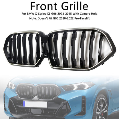Griglia paraurti anteriore nera BMW X6 G06 M60i 2023-2025 con foro per telecamera