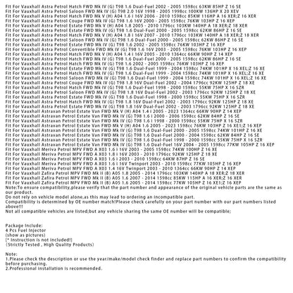 4 iniettori di carburante per motori Vauxhall Astra Meriva Zafira 24435068 5817414