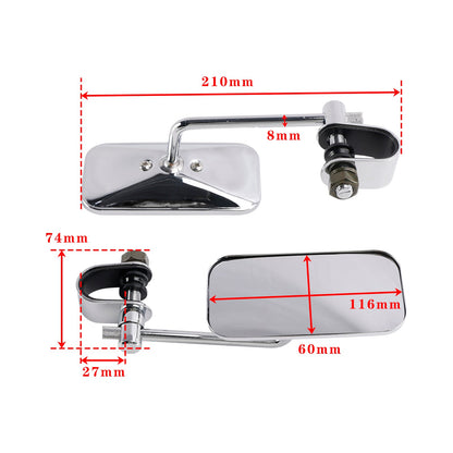 Specchietti cromati rettangolari retrò con morsetto per Yamaha XS650 SR400 SR500 W650