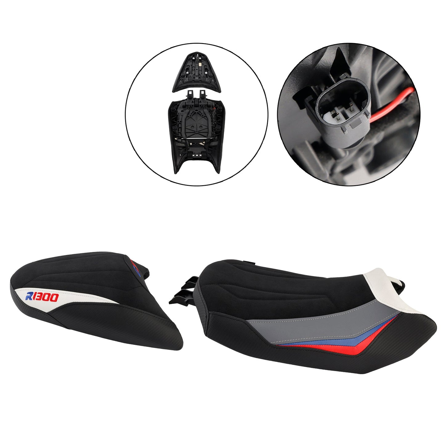 2024-2025 Per BMW R1300GS R 1300 GS Kit sedili conducente e passeggero R 1300 GS Cuscino posteriore bianco