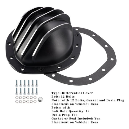 Copertura posteriore differenziale in alluminio nero Chevy/GMC 1/2 tonnellata 12 bulloni 1962-1982 YI217826T CE2862856IEC