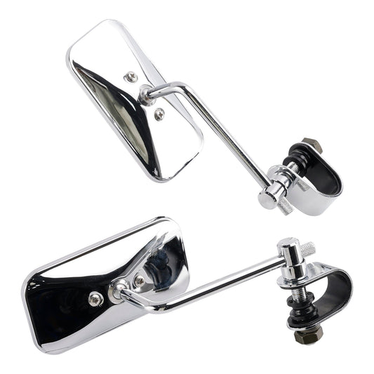 Specchietti cromati rettangolari retrò con morsetto per Yamaha XS650 SR400 SR500 W650